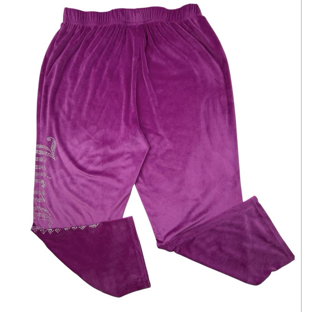 Juicy Couture Lounge Pants Womens XL Pink Luxe Velour Bling SpellOut Down Leg - Picture 4 of 12
